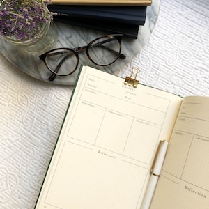 Guided Daily or Weekly Life Journal or Diary | A5 Hardback Linen Cover | Customizable Color and Spread Sizes | Write, Draw or Collage