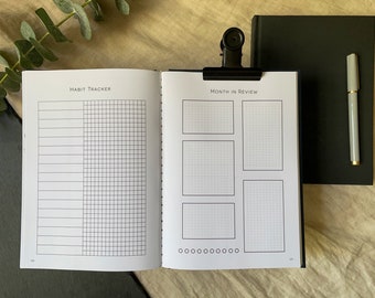 HARD COVER | Pre-Filled 2024 A5 Planner | Bullet Journal Inspired | Simple, Minimalist Design Style | Available in 3, 6 & 12 month Lengths