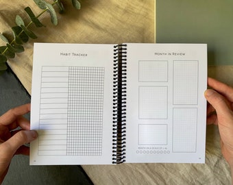 SPIRAL | Pre-Filled 2024 A5 Bound Planner | Bullet Journal Inspired | Simple, Minimalist Design Style | Available in 3, 6 & 12 month Lengths