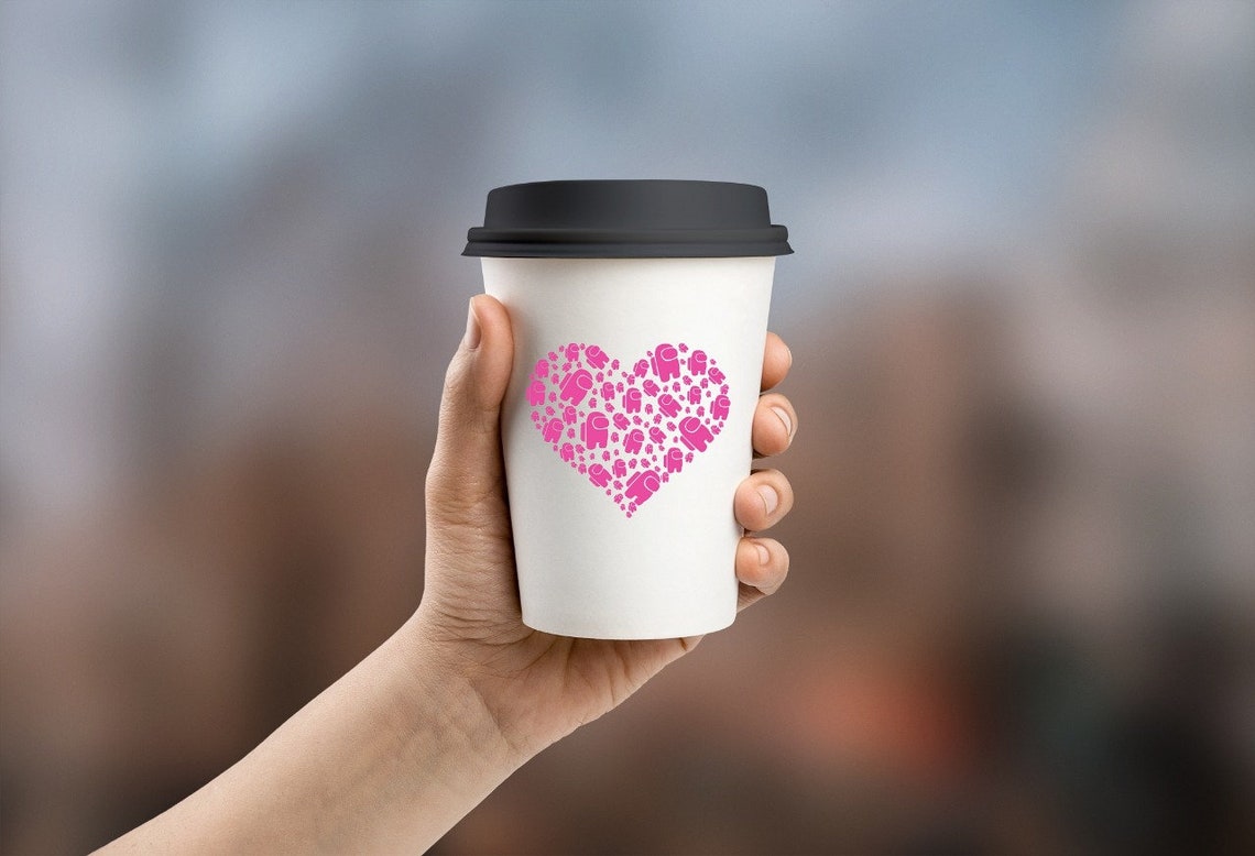 Download Among us pink heart svg Valentine svg Keychain Svg Among ...
