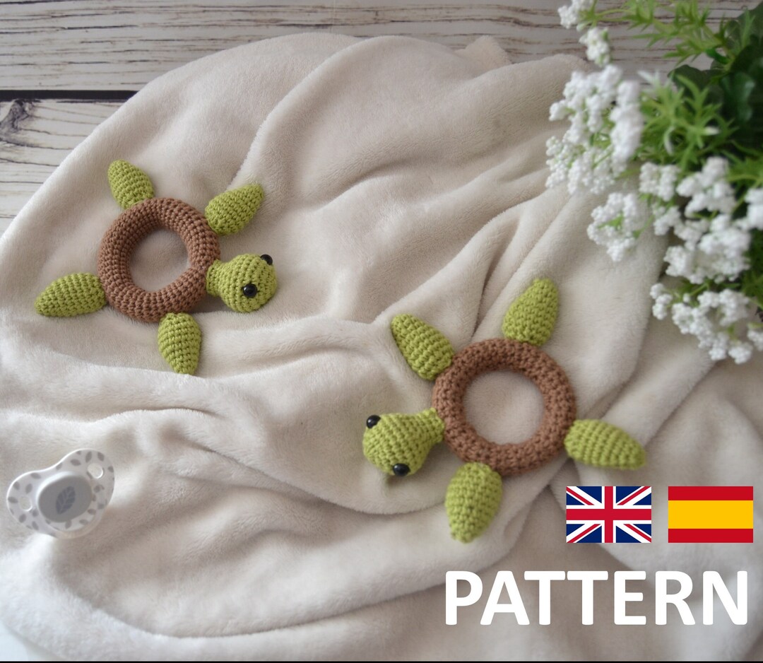 Turtle Rattle Pattern, Turtle Crochet Rattle Baby Toy Pattern, Patrón ...