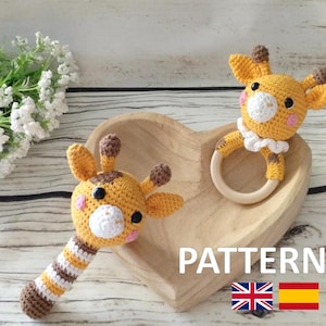 Giraffe rattle pattern, Giraffe crochet rattle baby toy pattern