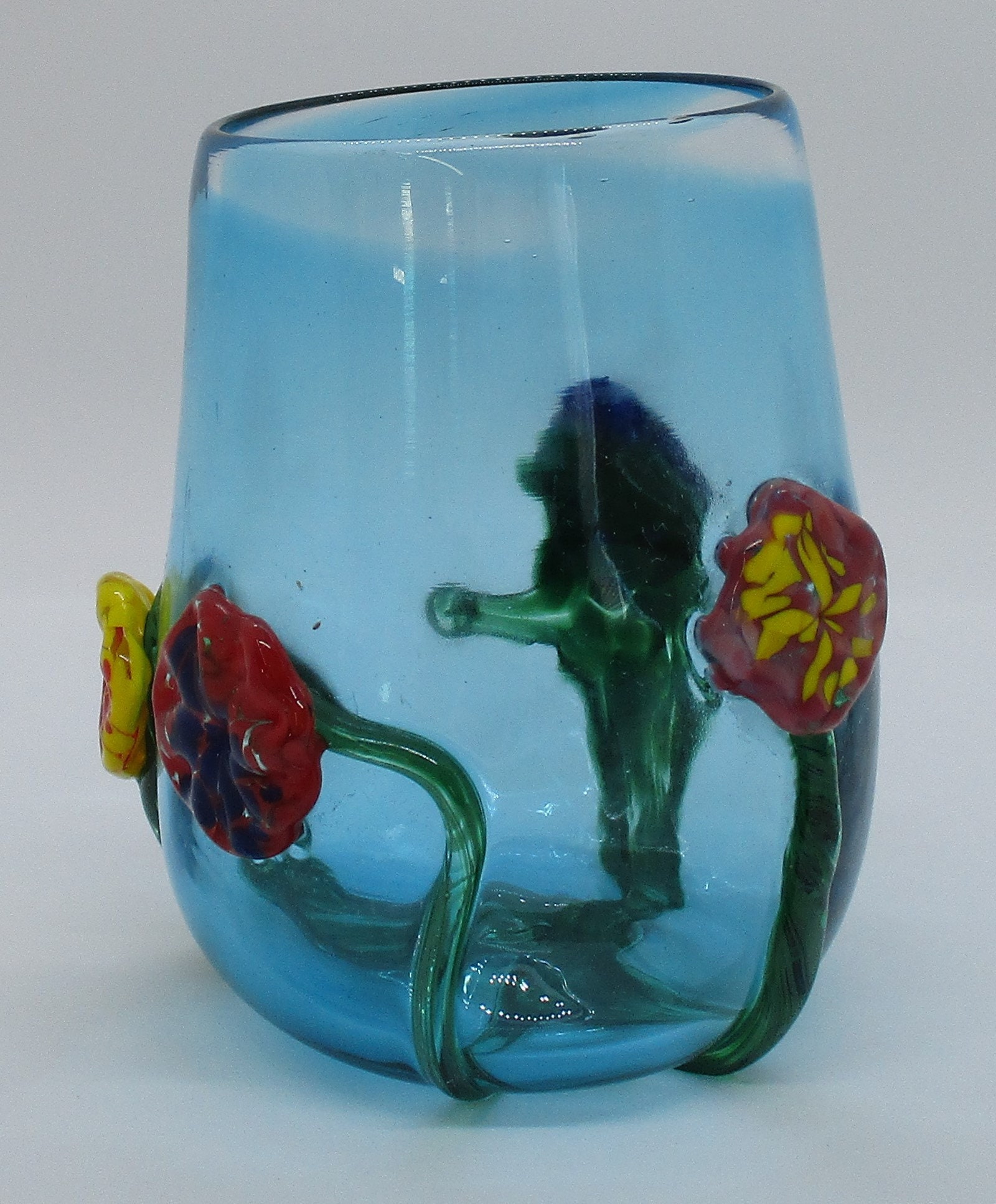 Jar Hand Blown Glass Drinking Glass Flower Cup or Flower vase Etsy