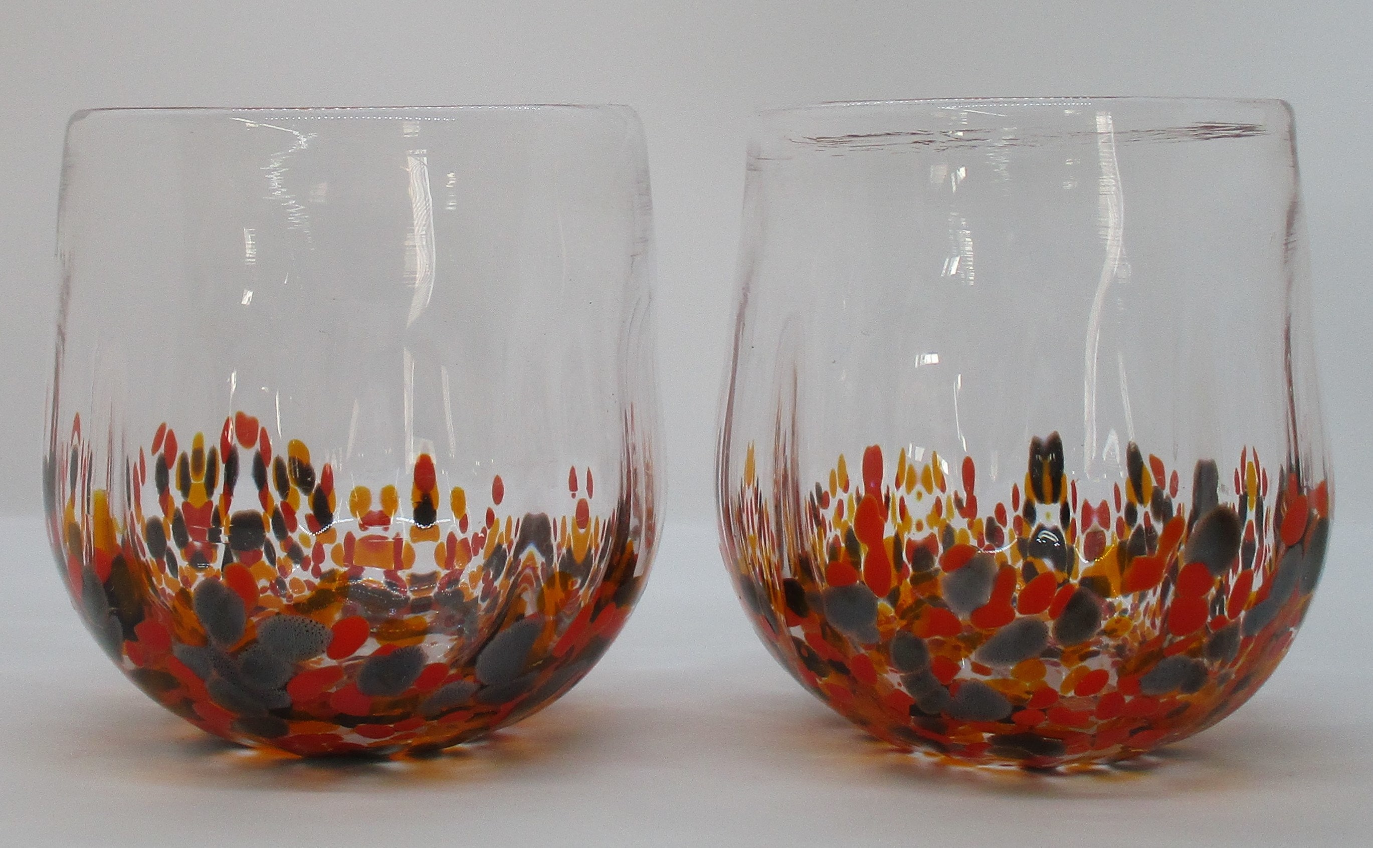 Hand Blown Glass Drinking Glasses stemless wine glasses Etsy