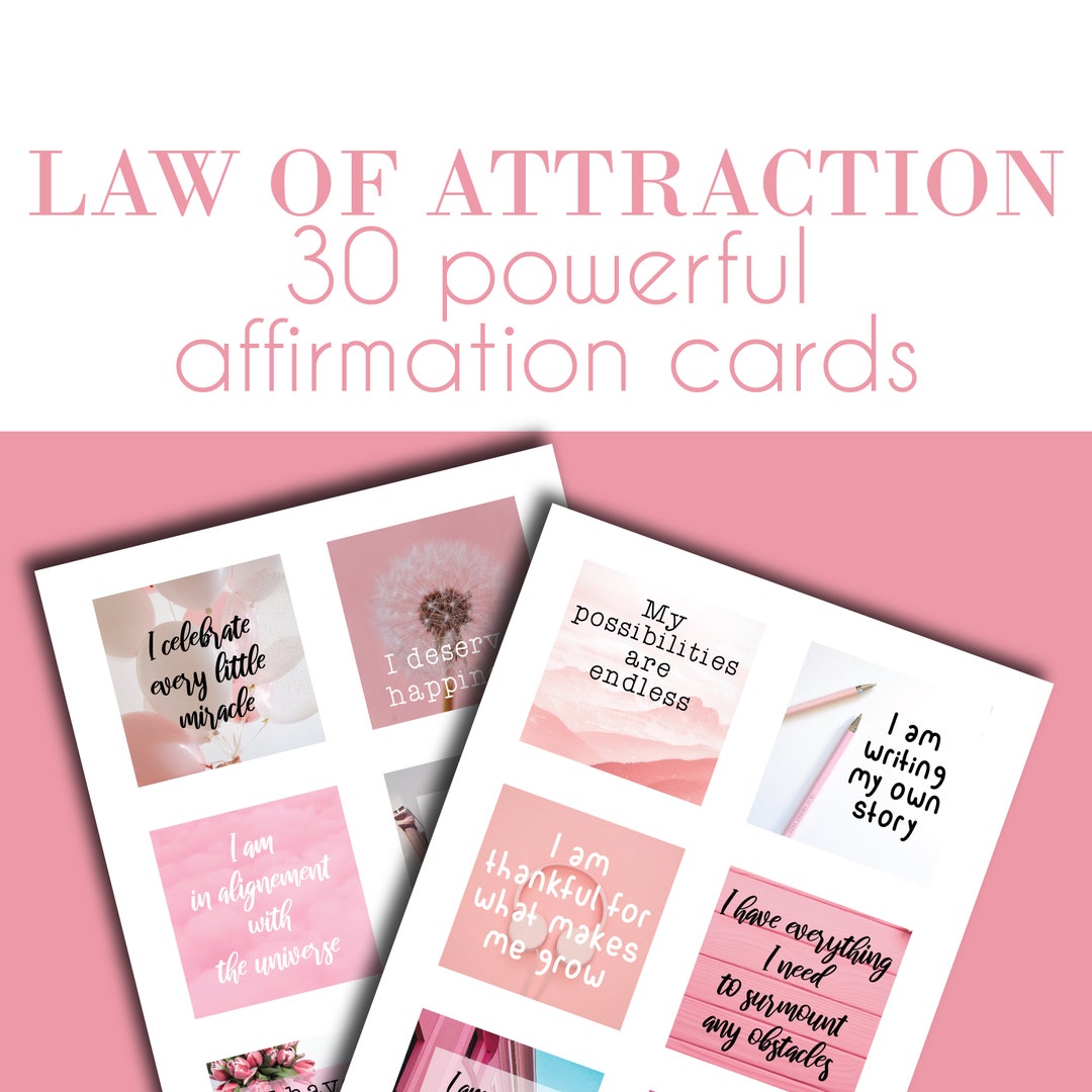 30 Affirmation Cards, Vision Board Cards, Law of Attraction ...