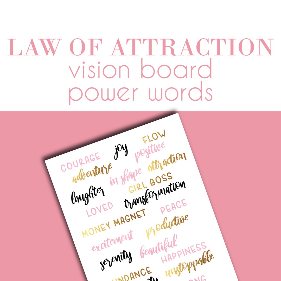 Vision Board Power Words, Vision Board Headers, Law of Attraction ...