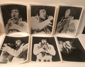 6 Vintage Black and White Photos Elvis Presley Concert 8x10