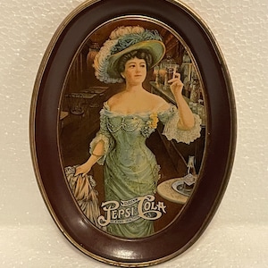 Vintage Pepsi Cola Small Tin Tray Woman Lady