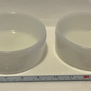 3 Vintage Glassbake Ovenware White Milk Glass Handled Soup Bowls J-2639 USA