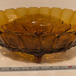 Vintage Amber Brown Glass Oval Fruit Bowl Footed