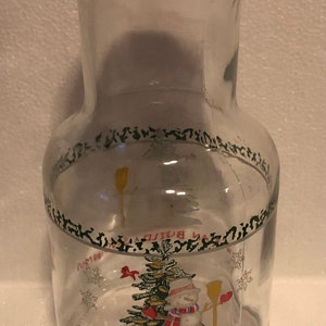 Vintage Christmas Snowman Carafe Juice Eggnog W/Lid