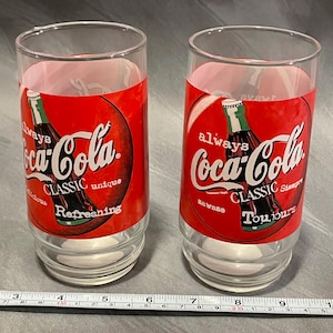 2 Vintage Always Coca Cola Glass Cups Coke Indiana 16oz Red