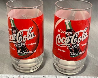 3 Vintage Coca Cola Santa Claus Christmas Glass Cups Coke Series 2