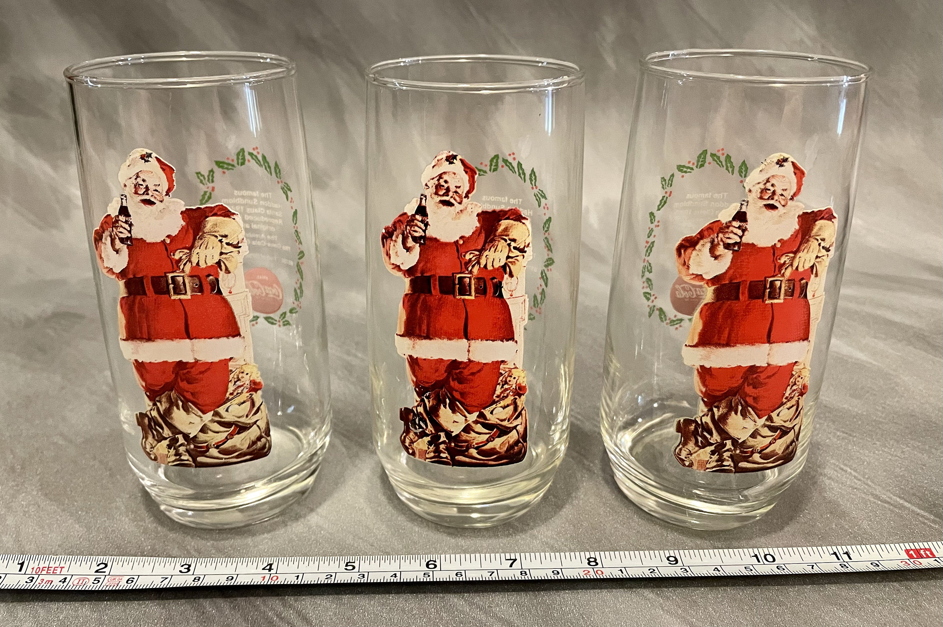 Coca-Cola サンタクロース グラス 3個セット 3 Vintage Coca Cola Santa Claus Christmas Glass Cups Coke