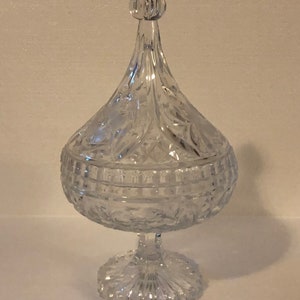 Vintage Large Candy Dish Clear Glass Lid Heavy