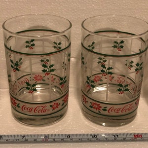 4 Vintage Libbey Coca Cola Glass Cups Christmas *RARE*