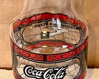 Vintage Coca Cola Godfathers Pizza Glass Carafe Pitcher Anchor