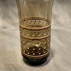 Vintage Retro Mod Brown Glass Cup Pattern MCM