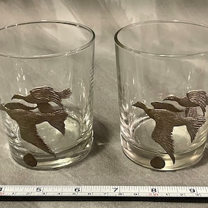 2 Vintage Pewter? Geese Glass Cups France