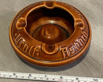 Vintage Brown German Asbach Uralt Ceramic Ashtray RARE