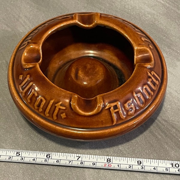 Vintage Brown German Asbach Uralt Ceramic Ashtray RARE