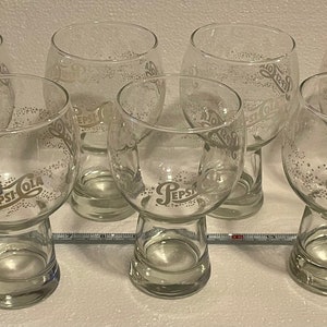 7 Vintage Pepsi Cola Glass Cups White Stars