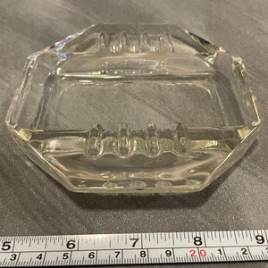 Vintage Clear Glass Art Deco Ashtray