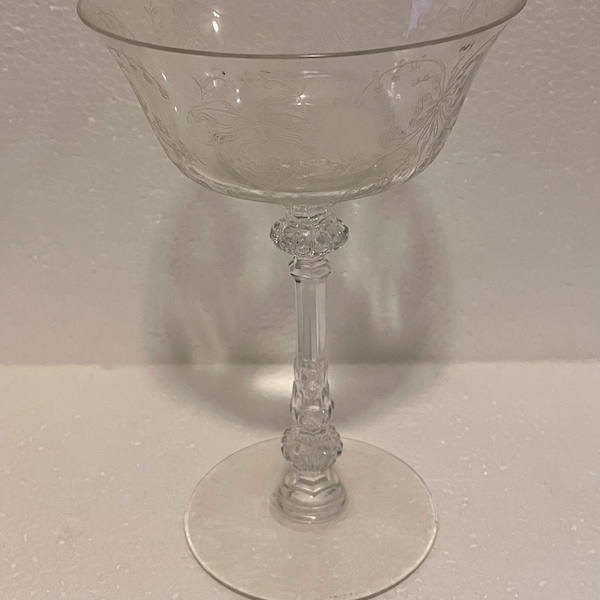 Vintage Heisey Orchid Etched Champagne Glass Cup