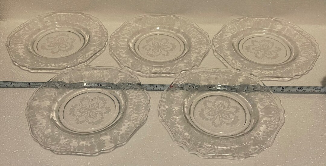 5 Vintage Cambridge Diane Glass Etched 6 Dessert Appetizer Plates Etsy