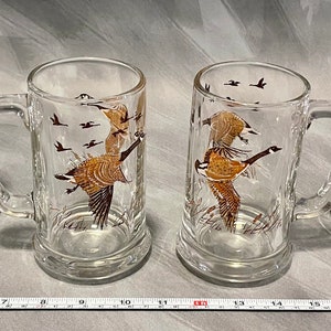 4 Vintage Canadian Geese Beer Glass Stein Cups Mugs Bird