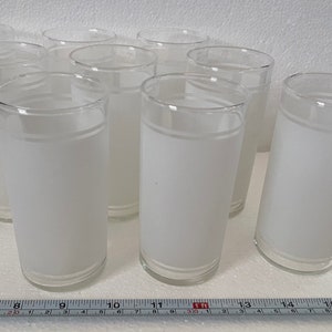 9 Vintage White Frosted Tom Collins Glass Cups