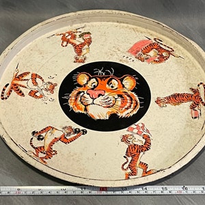 Vintage Esso Tiger in Your Tank Metal Tray Advertisement  1960s