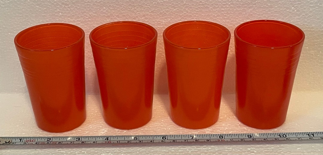 4 Vintage Glass Orange Juice Cups Holds 4oz Each Etsy