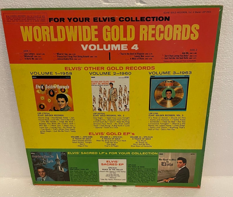 Vintage Elvis Gold Records Volume 4 Vinyl Record Album LSP3921 Etsy
