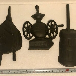 3 Piece Vintage Sexton Black Metal Wall Decor USA Bellow Grinder Churn
