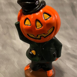 13” Ceramic Pumpkin Scarecrow Handmade Decor