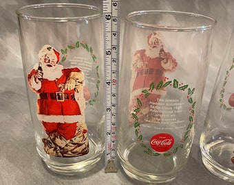 Coca-Cola サンタクロース グラス 3個セット 3 Vintage Coca Cola Santa Claus Christmas Glass Cups Coke