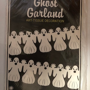 Vintage New Beistle Vintage Ghost Garland Tissue Halloween 1987 NOS