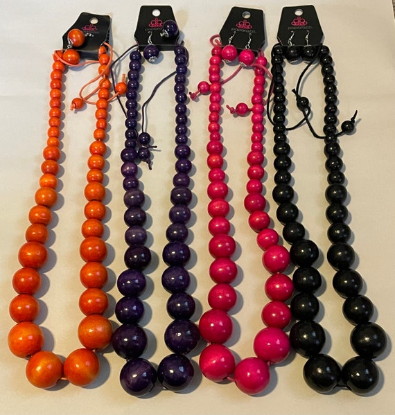 Lot De 3 Ensembles (collier + Boucles D'oreilles) Perles Paparazzi - Bijoux Fantaisie Multicolores Neufs Avec étiquettes