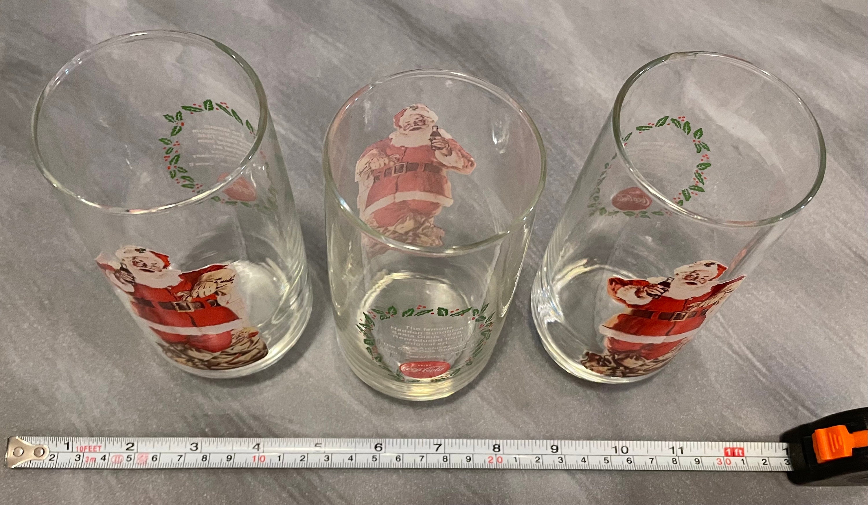 Coca-Cola サンタクロース グラス 3個セット 3 Vintage Coca Cola Santa Claus Christmas Glass Cups Coke