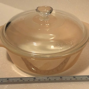 Vintage Fire King Peach Luster Casserole Dish w/Lid 1 Qt