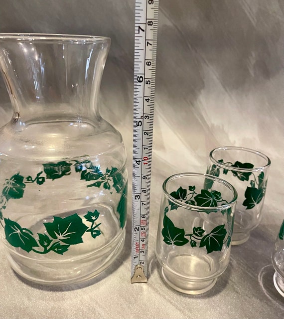 Vintage Bund ? Glas Grn Englisch Efeu Saft Karaffe & 4 Saft Glser Set -  Etsy.de