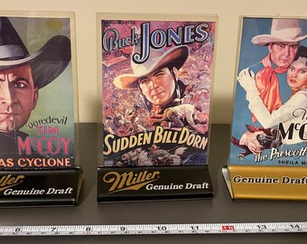 3 Werbe Stück Film & Miller Beer Tim McCoy Buck Jones