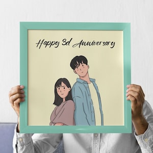Leuke cartoon karikatuur, aangepast anime familieportret, paar, verjaardag of huwelijkscadeau, Moederdag cadeau