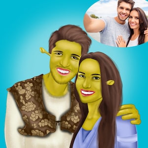 Green Monster Style Family Portrait - Hd digital file that you can print wherever you want