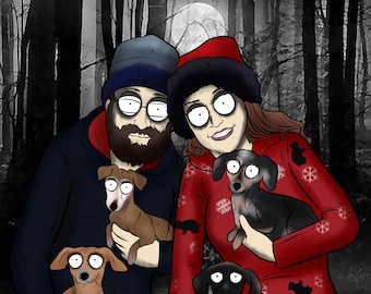 Tim Burton Style Portrait | Family portrait | drawing from photo | Nightmare Before | Christmas|