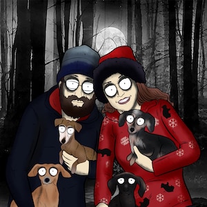 Tim Burton Style Portrait | Family portrait | drawing from photo | Nightmare Before | Christmas|