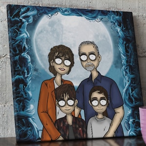 Customized Nightmare Portrait - Grove Street Art by Carla - Tim Burton Style Portrait - Christmas gift - Family portrait