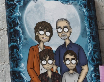 Customized Nightmare Portrait - Grove Street Art by Carla - Tim Burton Style Portrait - Christmas gift - Family portrait