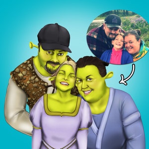 Green Monster Style Family Portrait - Regalo per la festa del papà - File digitale HD che puoi stampare dove vuoi